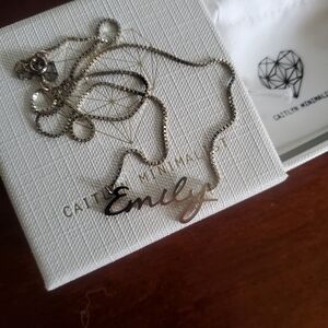 NWOT NIB Caitlyn Minimalist Sterling Silver Emily ~16" Name Necklace